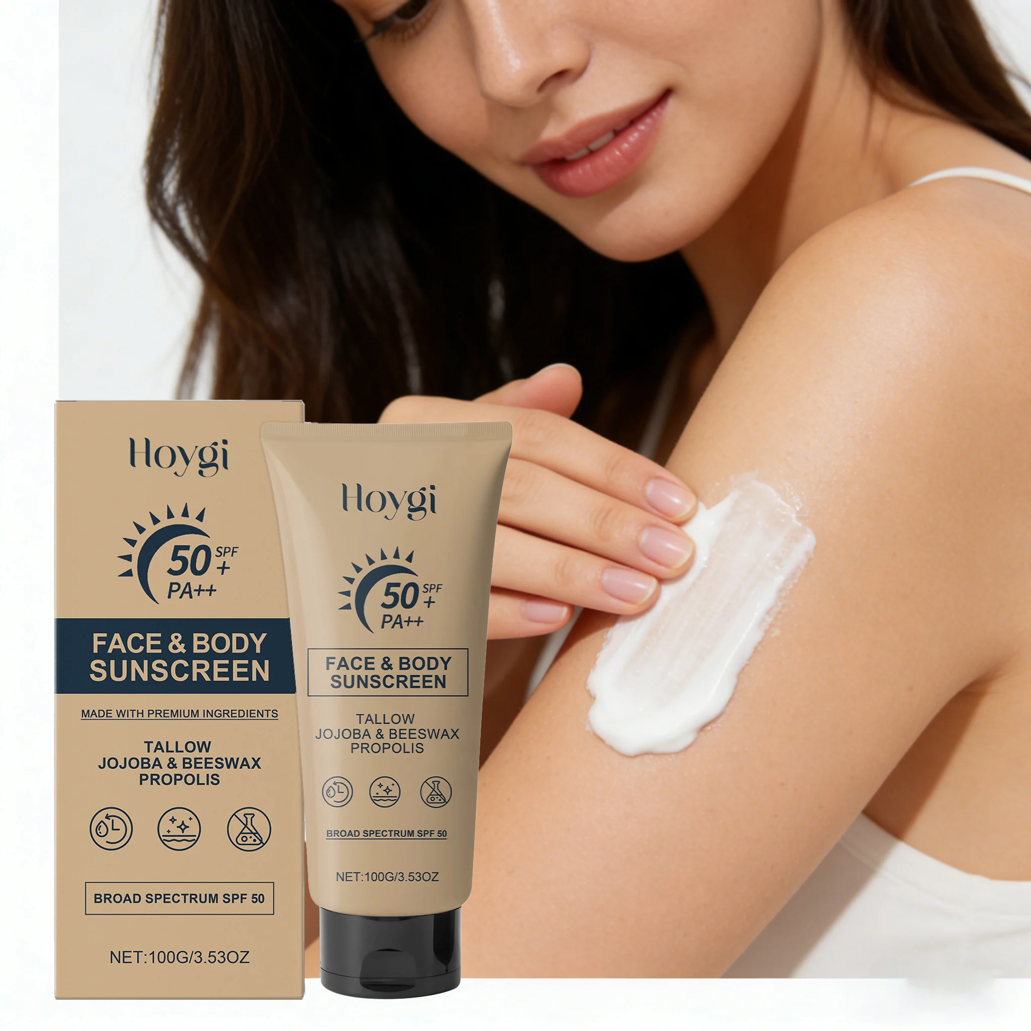 

Солнцезащитный лосьон SPF50 100 г: легкий, увлажняющий, освежающий, нелипкий, контролирующий жирность, предотвращающий сухость, успокаивающий крем-солнцезащита