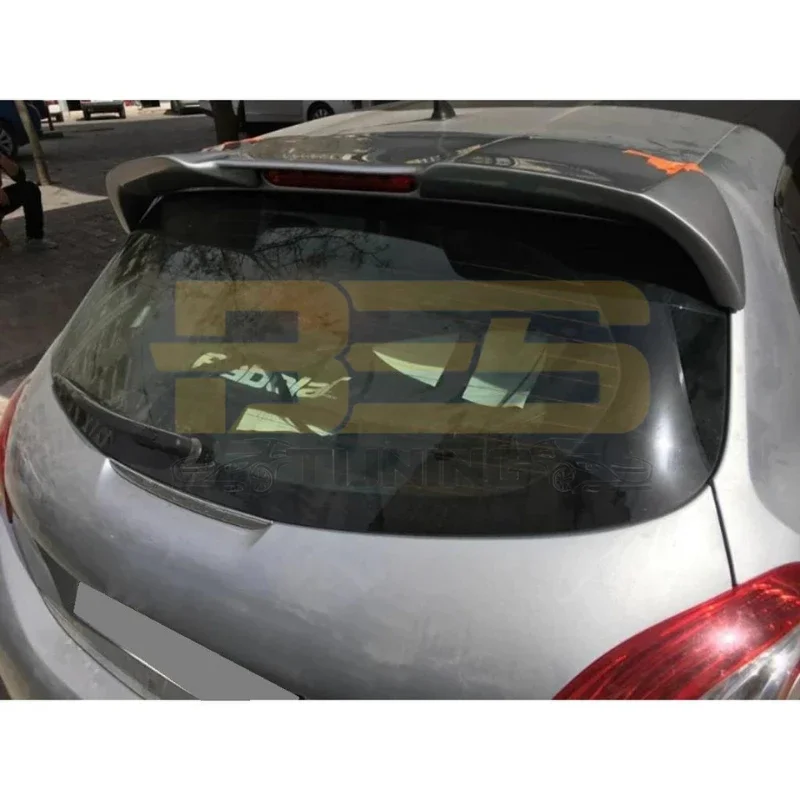 For Peugeot 208 Glass Top Spoiler Fiber Material Rear Roof Spoiler Wing Trunk Lip Car Styling Compatible Tuning Parts