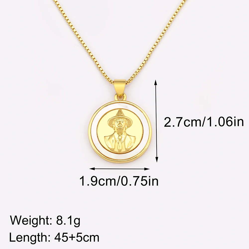 Nidin New Design Retro Round Shape Charm Pendant Necklace 5 Styles Choice Religious Believer Chain Choker Jewelry Accessories