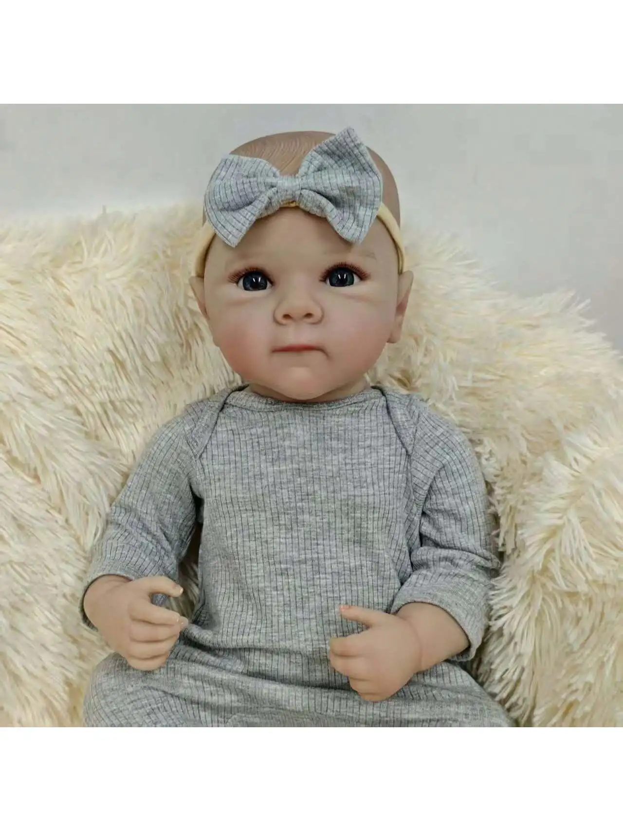 ตุ๊กตาเด็กทารกเหมือนจริง - ตุ๊กตาเด็กทารกทำจากไวนิลนุ่มน่ารักขนาด 19 นิ้ว ตุ๊กตาเด็กทารกที่เหมือนจริงที่สามารถจัดท่าทางได้ (เฉพาะตุ๊กตา/ไม่มีอุปกรณ์เสริม)
