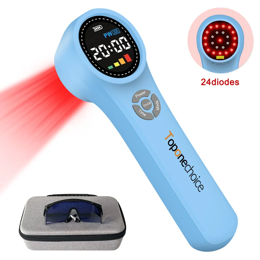 

660nm 810nm 980nm 24 Diodes Cold Laser Therapy Red & Near Infrared Light Physiotherapy Device for Pain Relief Anti-inflammation