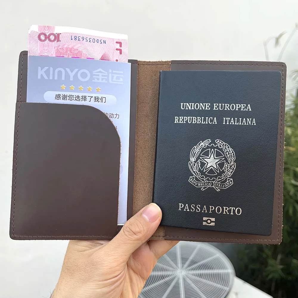 Funda de pasaporte hecha a mano de la República de Estonia, soporte de pasaporte de cuero genuino personalizado