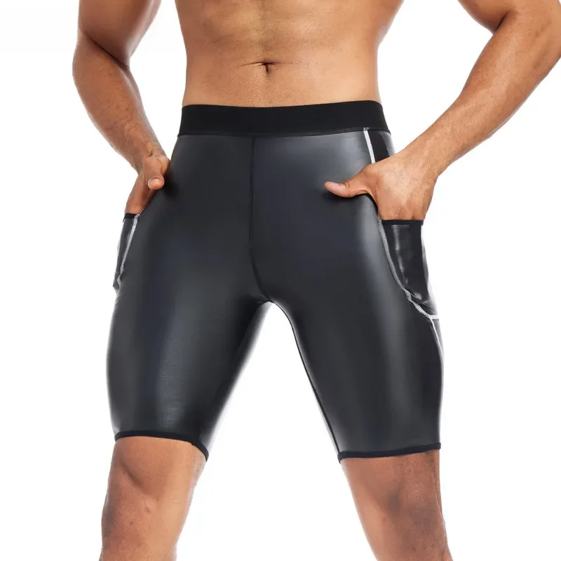 Männer Mode weiß Spleißen Leder Shorts Body Shaper Taille Trainer hohe Taille Kontrolle Höschen