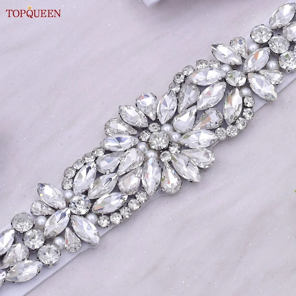 TOPCLS EEN S407-B Femmes artificiel astique Environnement Robe De Soirée Robe Argent Strass Ceinture Femme Brcorporelle Ceinture Mode 03 Luxueux