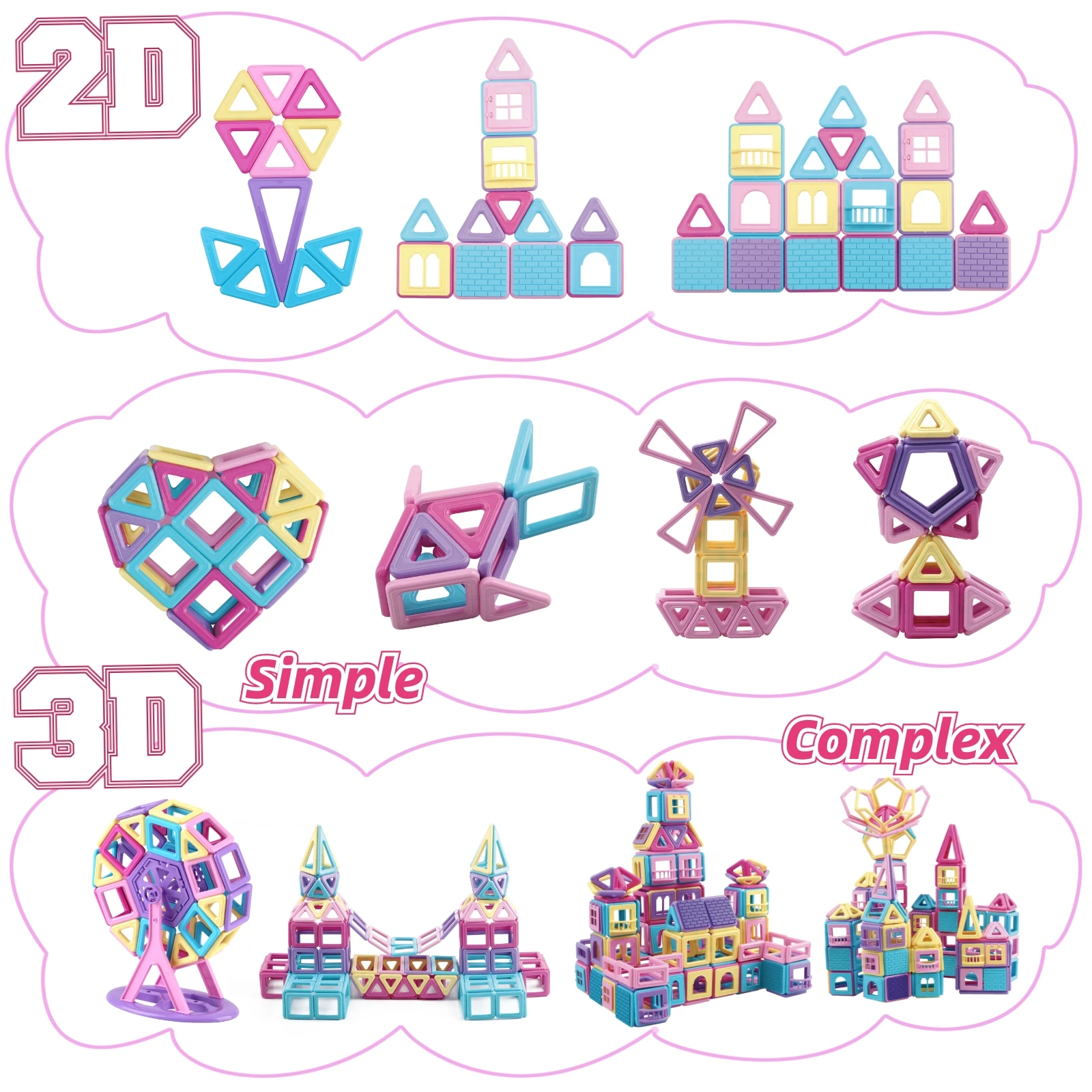 Blocs de construction magnétiques Mini taille 135 pièces, jouets éducatifs STEM pour garçons et filles de 3 4 5 6 7 8 ans