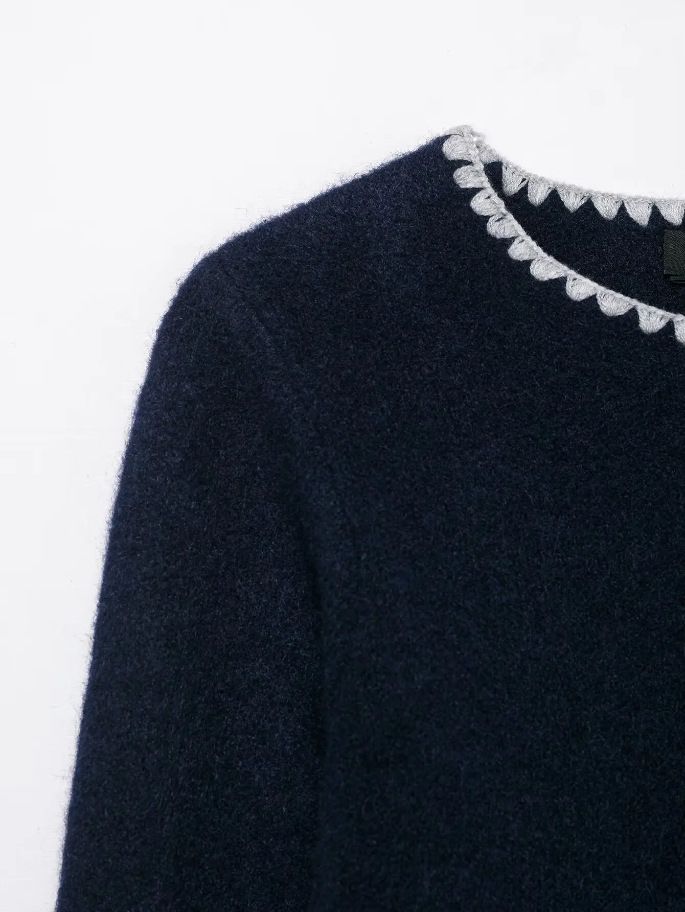 Dames ronde hals single-breasted kleurblok geborduurd gebreid vest, herfst casual slim fit gebreid kort jasje