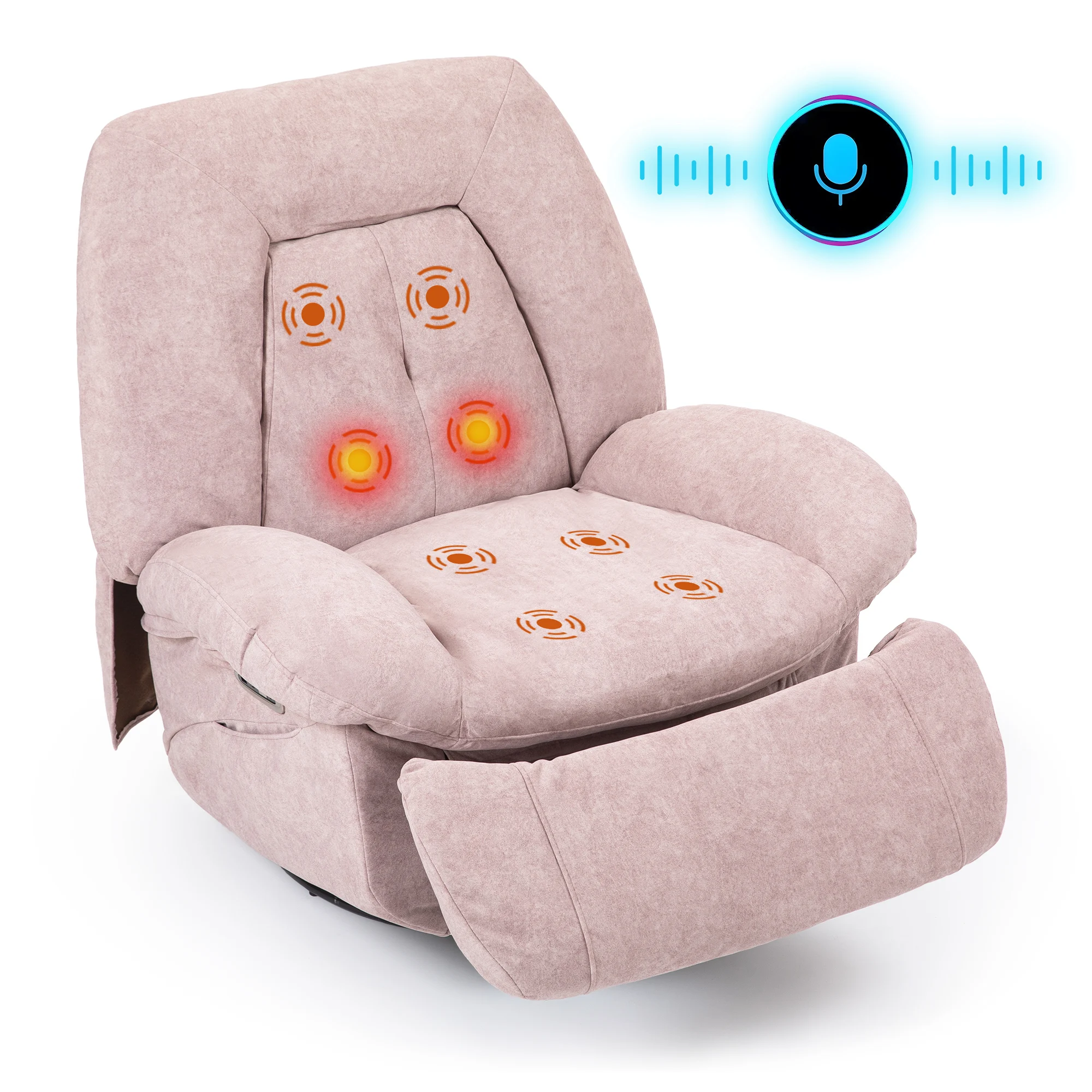 Pinkfarbener, smarter Massagesessel mit Sprachsteuerung | Multifunktionaler elektrischer Entspannungssessel mit Heizfunktion | E