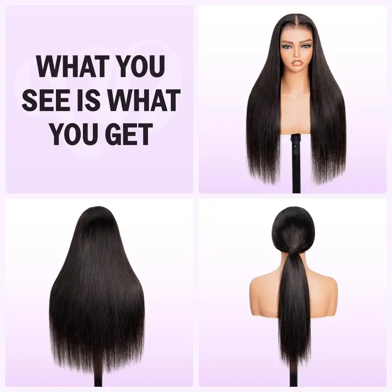 Megalook 13x6 Glueless Lace Frontal Wig Ear To Ear HD Lace Skin Melted Bye Bye Knots  Straight Human Hair Wigs with Drawstring