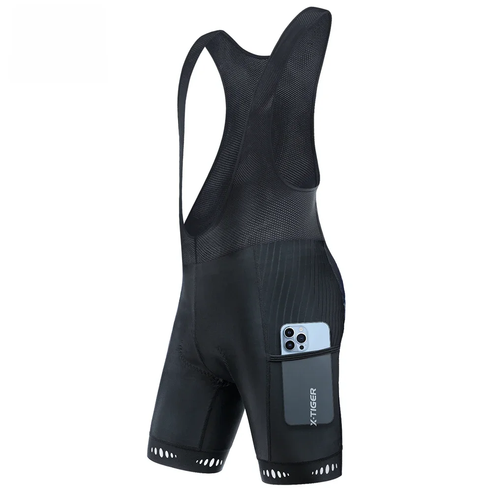 AliExpress X-TIGER Men's Cycling Bike Bib Short with Phone Pockets 5D Padded Shockproof Breathable Quick-Dry Biking Bicycle Bib Tights