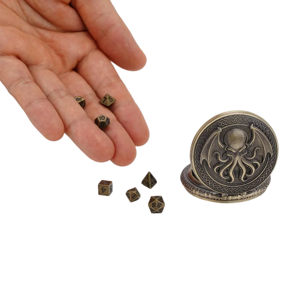 

New Octopus Dice Pocket Watch Case RPG DND dice Watch Role-Playing Games Mini Polyhedral Metal D&D Dice pocket watch Dice Box