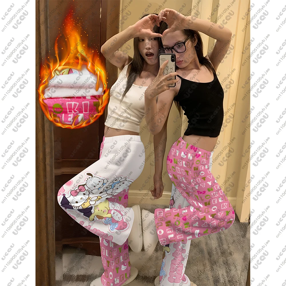 الخريف الشتاء الفتيات مرحبا كيتي Y2k السراويل عيد الميلاد الفانيلا منامة السراويل كبيرة الأذن الكلب عادية الدافئة سينامورول هدية المنزل