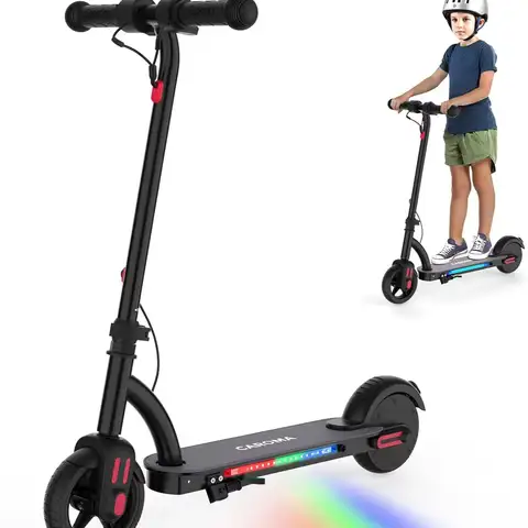 Ages 6-12 Kids Electric Scooter,150W Motor,Colorful Lights,Adjustable Height&Speed,LED Display,Foldable Kids Scooter,Idea Gift