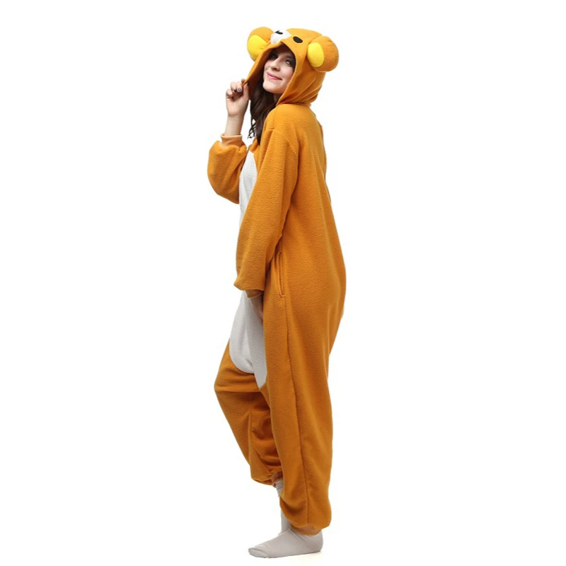 Unisex Adult Relax Bear Onesie Animal Cosplay Costume One Piece Pajamas Kigurumi Costume Cartoon Pajamas Onesie Costume Props