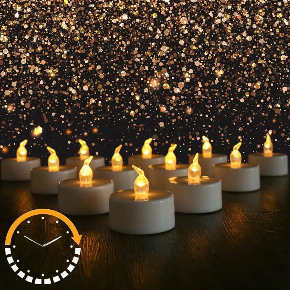 Flammenlose, flackernde LED-Teelichter mit Timer, 6 Stunden Ein- und 18-Stunden-Aus im 24-Stunden-Zyklus, automatisches LED-Votivkerzenlicht