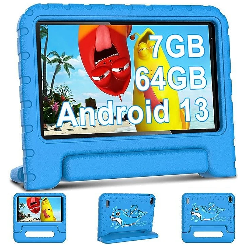 

Gift Silicon Bracket Case 7" Android 13 Tablet For Kids Allwinner A133 Quad Core DDR3 7GB RAM 64GB ROM Type-C Dual Camera Wi-Fi
