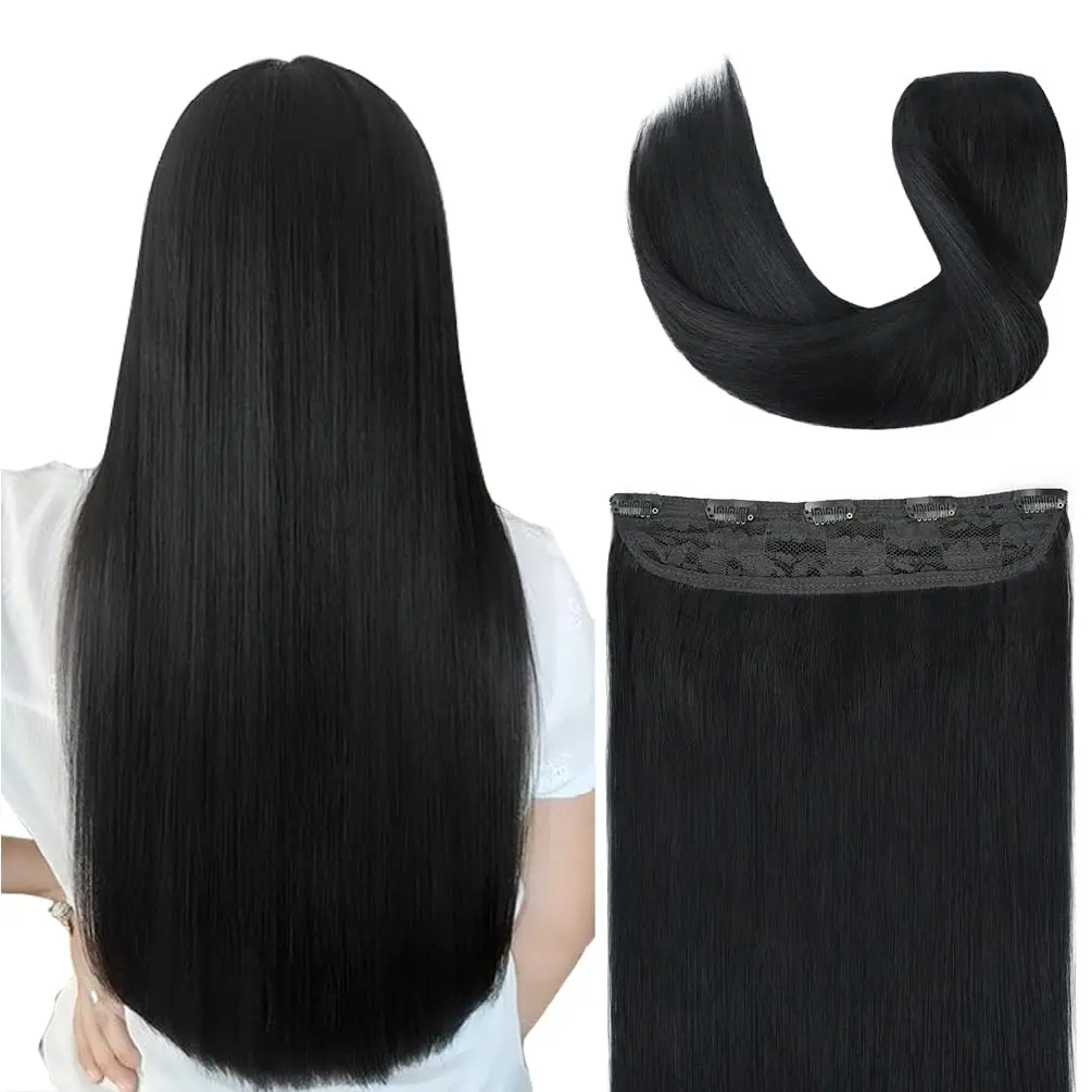 

Hair Extensions Real Human Hair One Piece Natural Black Remy Hair Extensions Clip in Hair Extensions Real Human Hair