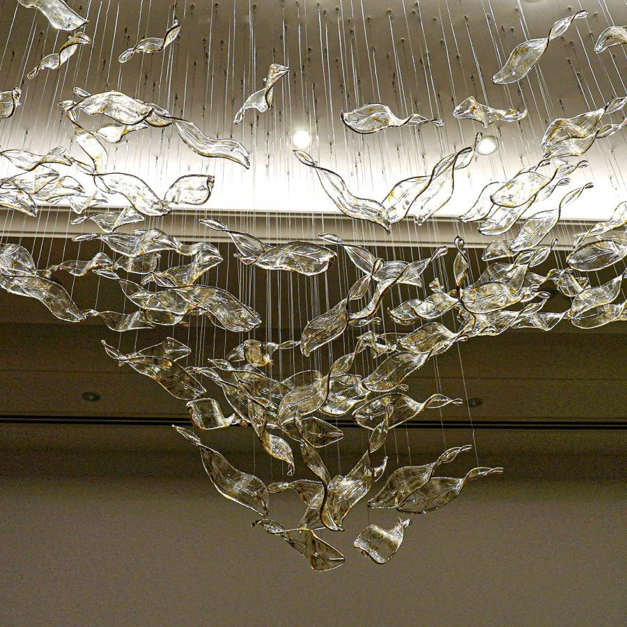 Imagem -04 - Lustre de Linha Dourada de Folha de Luxo Mesa Lustres de Suspensão de Casamento para Sala de Jantar Restaurante Luz em Casa