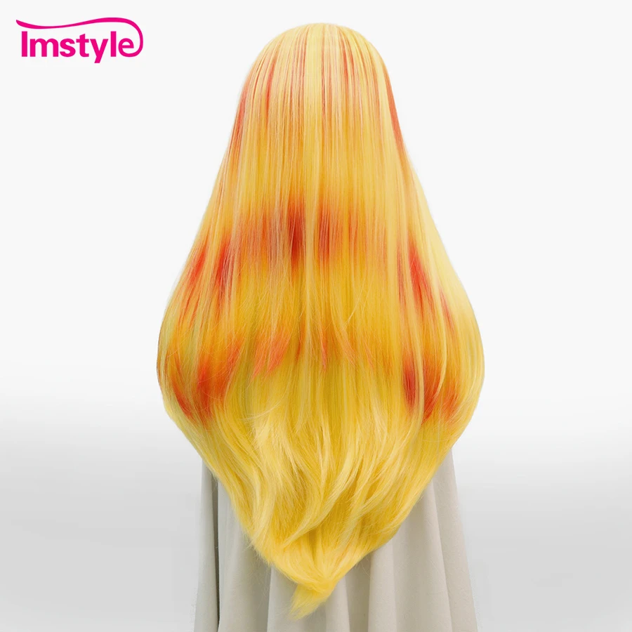 Imstyle Synthetic Lace Front Wig Yellow Ombre Wig Long Straight Wigs For Women Heat Resistant Fiber Cosplay Wig