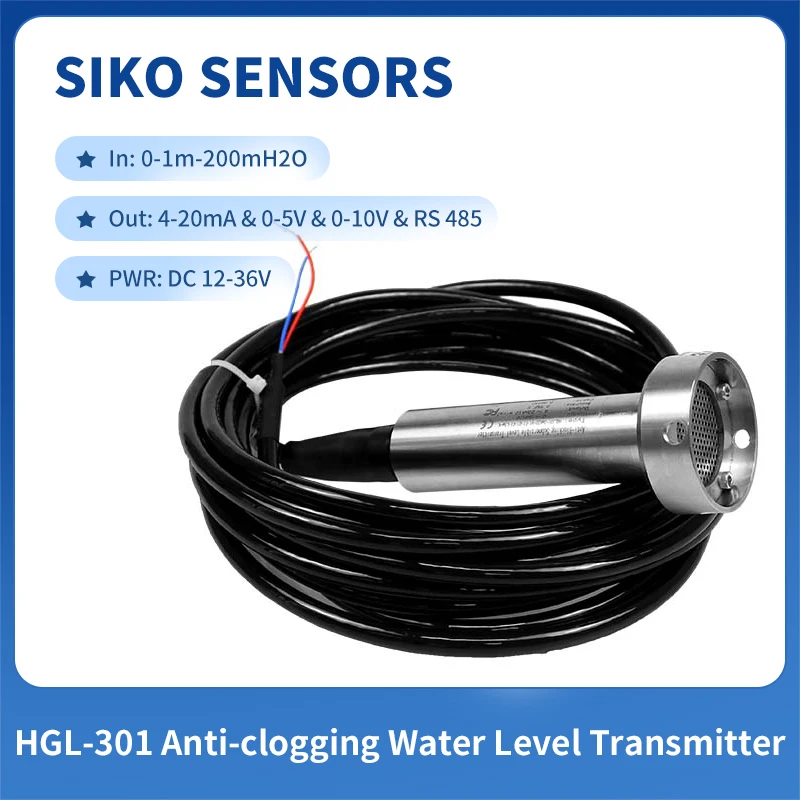 RS485 Output Clog Free Immersible Sewage Level Transmitter For 5 Meter Dirty Liquids Tanks