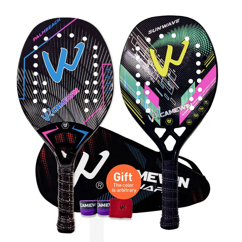 

Camewin Beach Tennis Racket Carbon Fiber Paddle Racket 3K shovel Womem Man Professional Padel Sports Racket +Tennis Bag