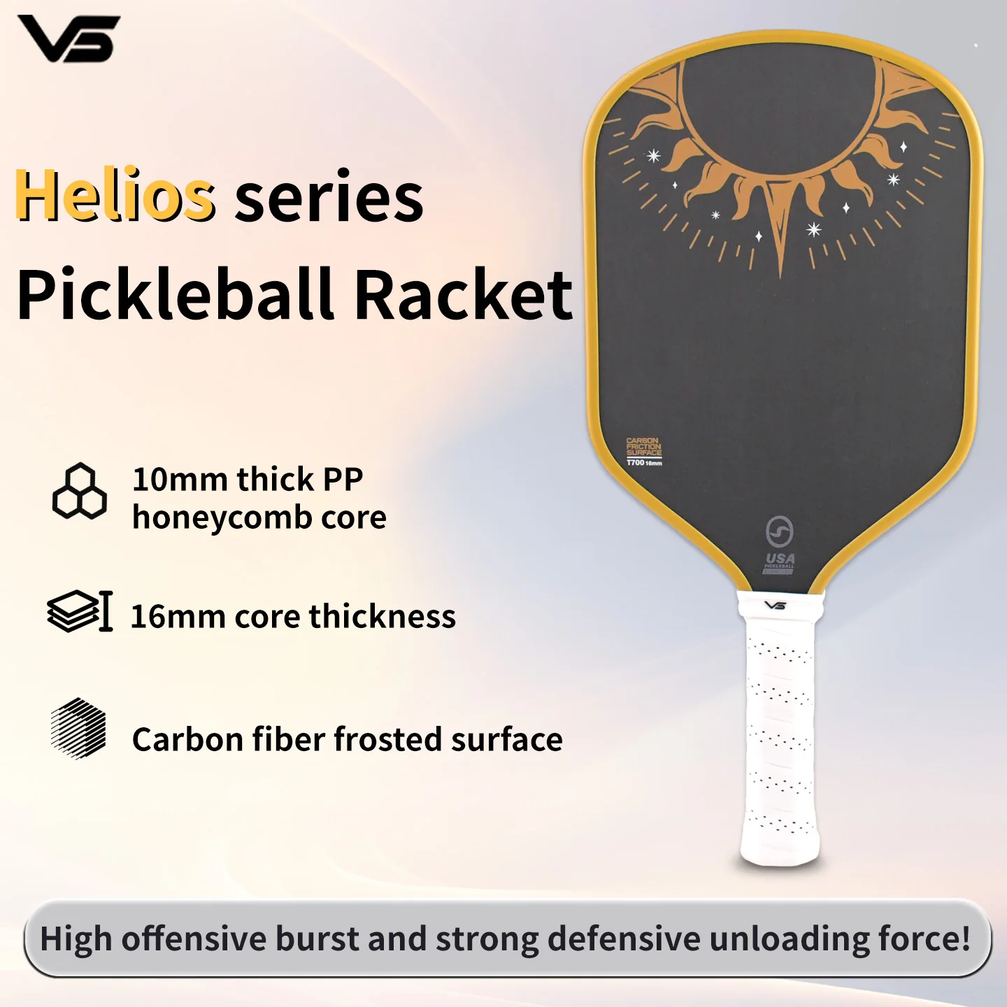 

VISPINVO T700 Carbon Fiber Pickleball Paddle, Defensive Style, Extra-Large Sweet Spot, Hot-Pressed Integrated Structure Gift Set