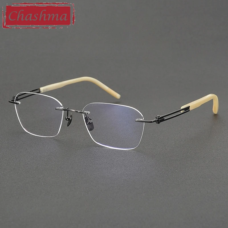 

Chashma Prescription Glasses Pure Titanium Ox Horn Temples Gentlemen Top Quality for Recipe Eyewear Optical Progressive Lenses