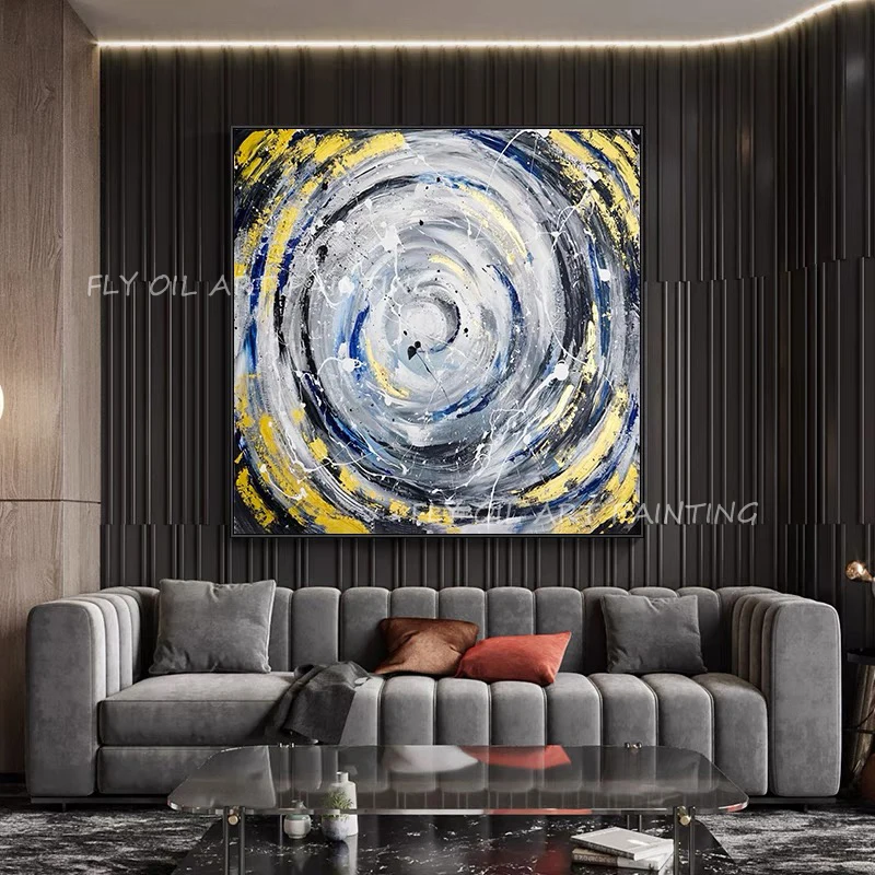 100% Handmade gold foil circle picture thick large sizse Oil Painting Porch Aisle For Living Room decoration as a gift unframe