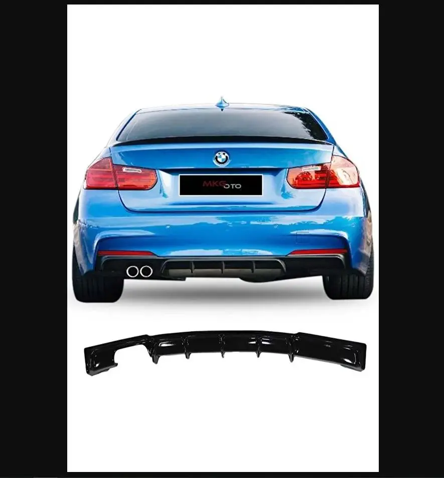 For Bmw 3 F30 M Performance M Tech Rear Bumper Diffuser--Modifed Chrome Side hood Protector Skirts Body Kit Spoiler Wings Flaps