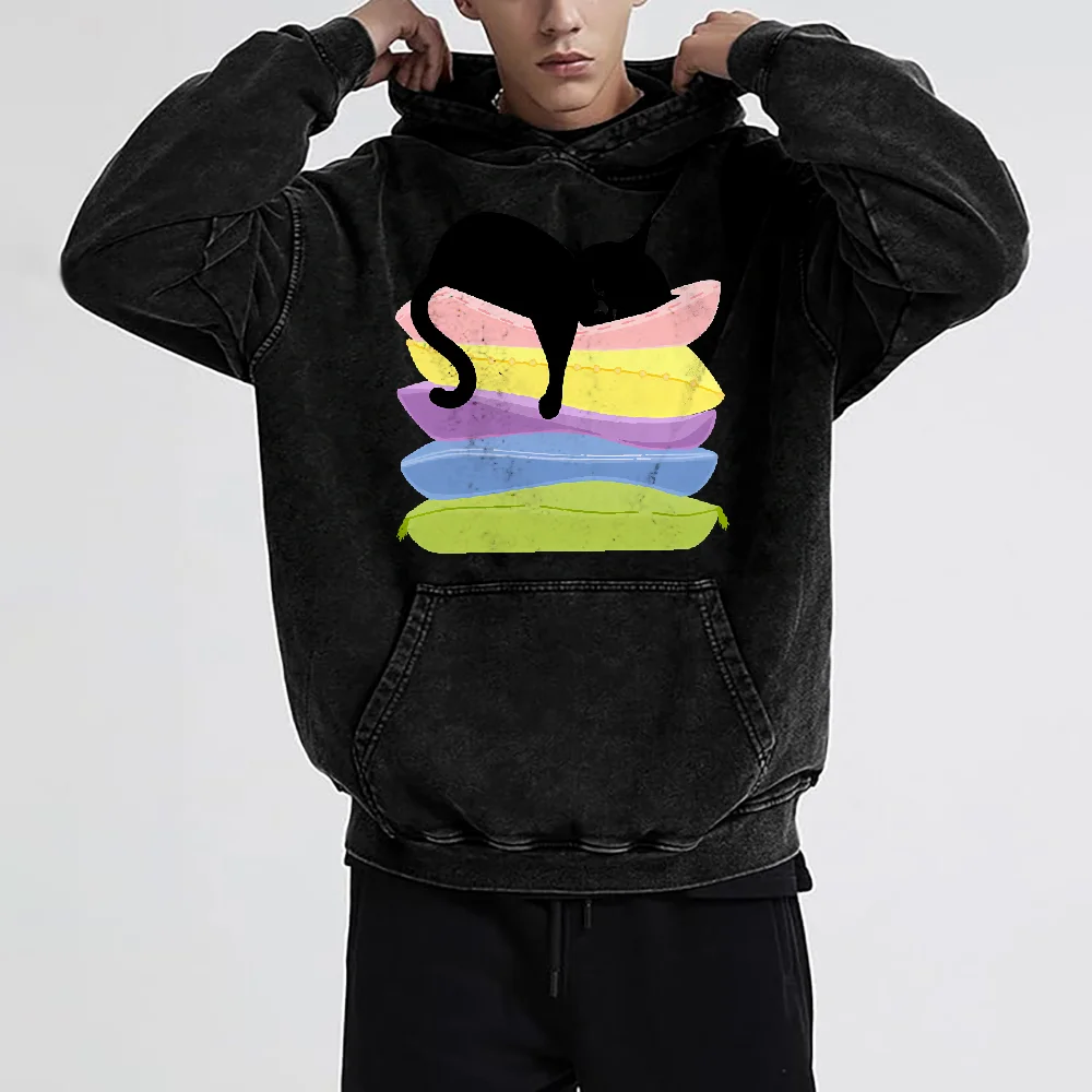 

Y2K стильные толстовки для женщин с котом, уличная одежда с рисунком, модный женский свитер, повседневная свободная посадка, зимняя одежда унисекс