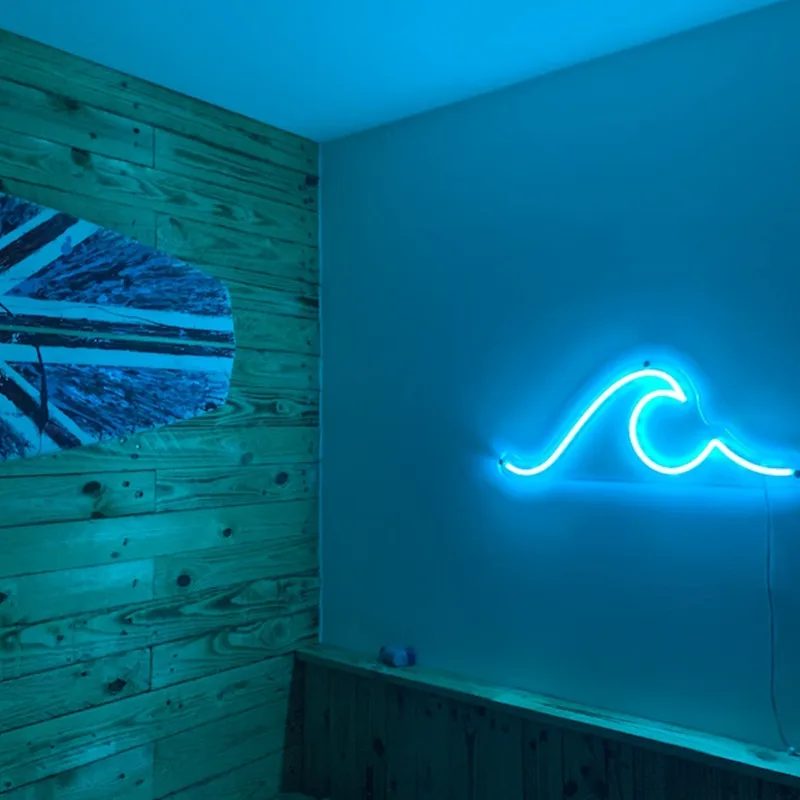 Imagem -05 - Wave Neon Sign For Room Decor Usb Light Event Light Birthday Gift Custom Neon Sign Casa Escritório Loja Wall Decor Night Lamp