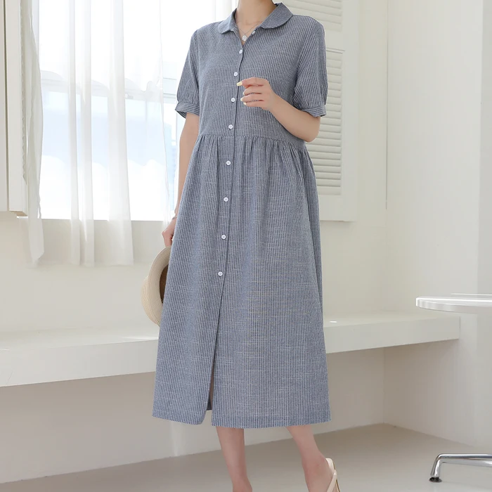 Long One-piece Free Fast Shipping For Long-necked Cara-neck Linen