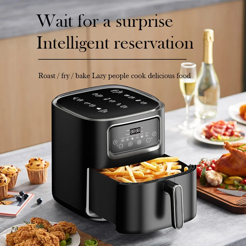 10L smart home air fryer Black LCD digital touch screen with precise temperature automatically power off hot air convection home