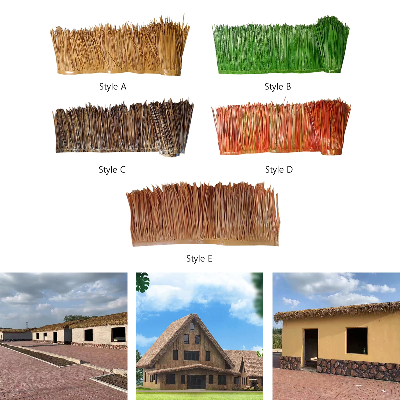 Artificial Straw Roof Thatch Roll PE Bar Hut Grass Umbrella Covers Fence Decoration Outdoor Reusable for Business Garden Patio