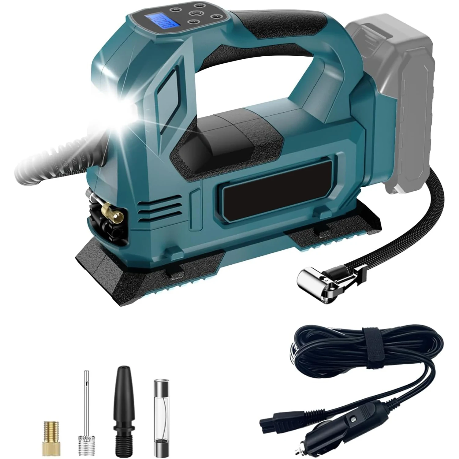 Kabellose elektrische Luftpumpe, wiederaufladbarer automatischer Reifenfüller für Autos, tragbarer Luftkompressor für den Heimgebrauch, kompatibel mit Makita 18V Akku