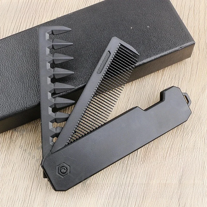 Nieuwe 1/2/3 in 1 Pocket Opvouwbare Kammen Plastic Grove Olie Hoofd Kam Baard Kammen Kapper tondeuse Kam Salon Haar Styling Tools - afbeelding 2