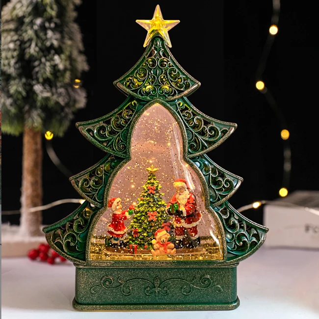 Christmas tree house LED music box Carol music box water ball cafe restaurant interior accessories light nothing de light