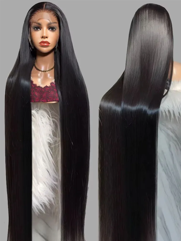 

Straight 300 Density 40 Inch 13x6 HD Lace Front Wig Human Hair Brazilian Black Wig Transparent 13x4 Lace Frontal Wig For Women