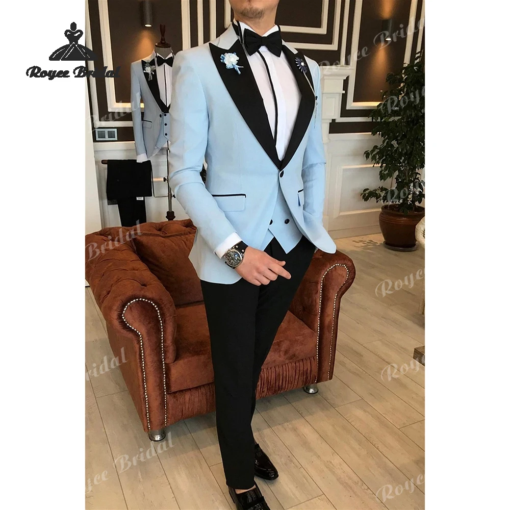 Traje de boda de tres piezas con una hilera de botones para hombre, traje de noche de negocios con solapa de pico 2026, trajes personalizados para hombre