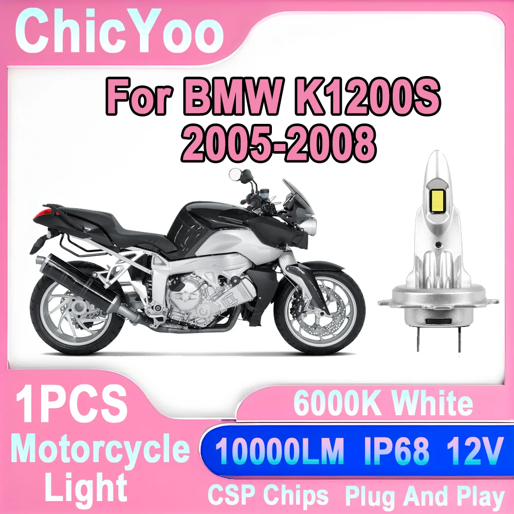 1PCS Plug and Play H7 Led Headlight 10000LM Canbus No Error Motorcycle Led Light Free 12V 24V For BMW K1200S 2005 2006 2007 2008