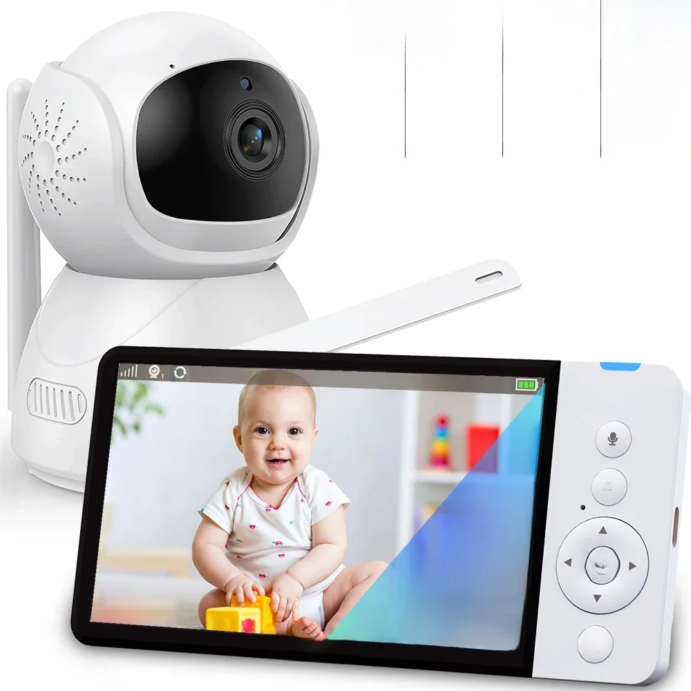 Elektroniczna niania wideo Z nianią PTZ dla dzieci 5-calowy ekran IPS Bateria 5000 mAh Telefon dla dziecka Automatyczne widzenie w nocy Domofon dwukierunkowy Zapis na karcie SD Monitory dla dzieci — zdjęcie 2