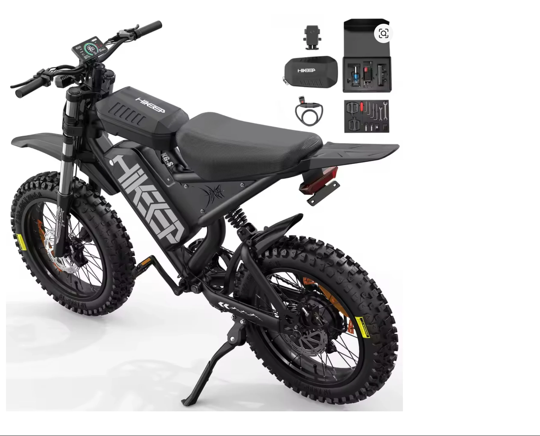 Discount sales on HiKeep Electric Dirt Bike for Adults - 52V 40Ah Fat Tire E-Bike with 20x4.0 Tires, Full Suspension.@ New Sale