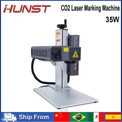 HUNST Co2 Laser Marking Machine, 10.6um 35W Metal RF Laser Tube is Suitable For Leather, Plastic, Wood Board, Etc.