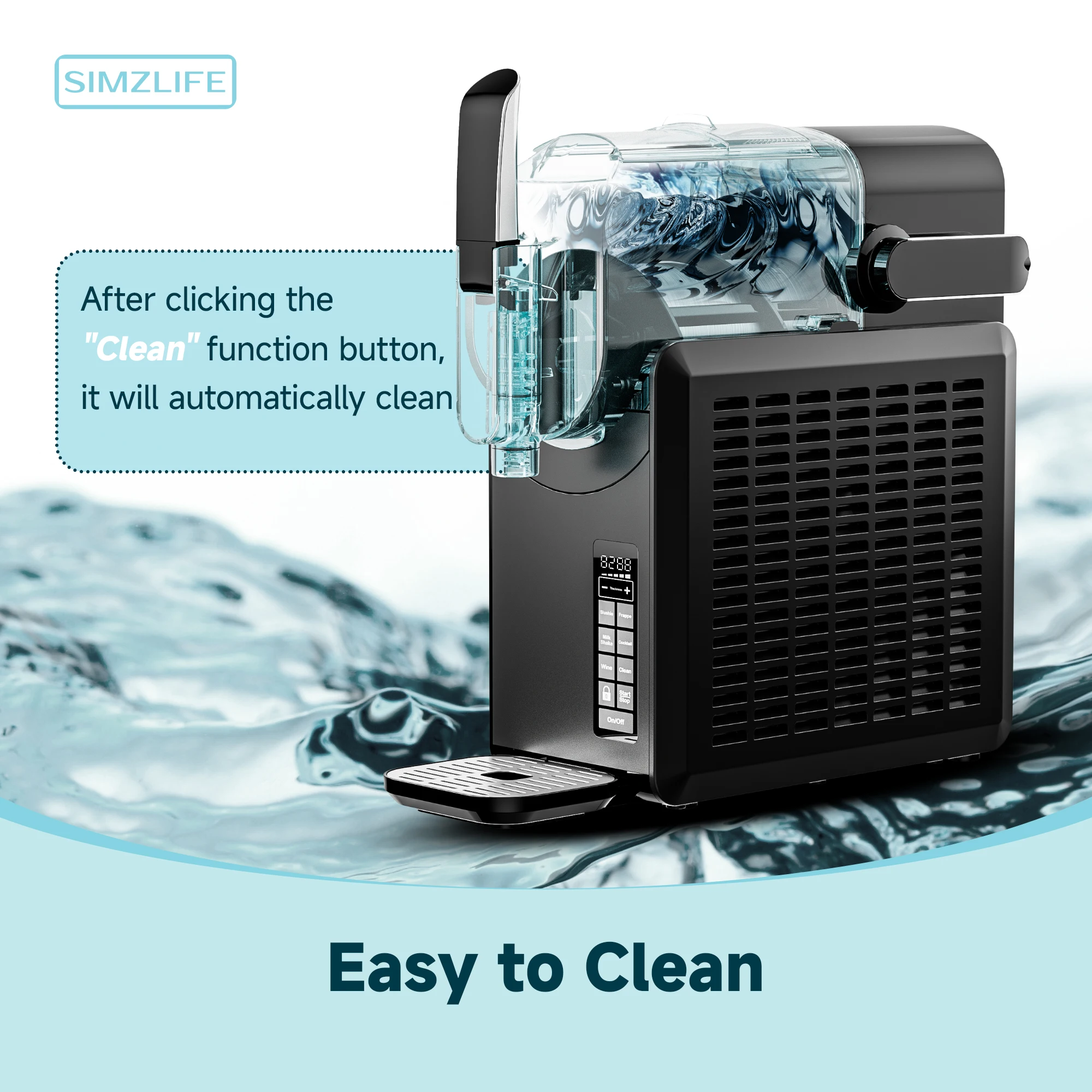 آلة سلاش احترافية من SIMZLIFE ، آلة تحضير المشروبات المجمدة للمنزل ، لا حاجة إلى الثلج ، وظيفة التنظيف الذاتي ، 5 برامج ، 88 أونصة