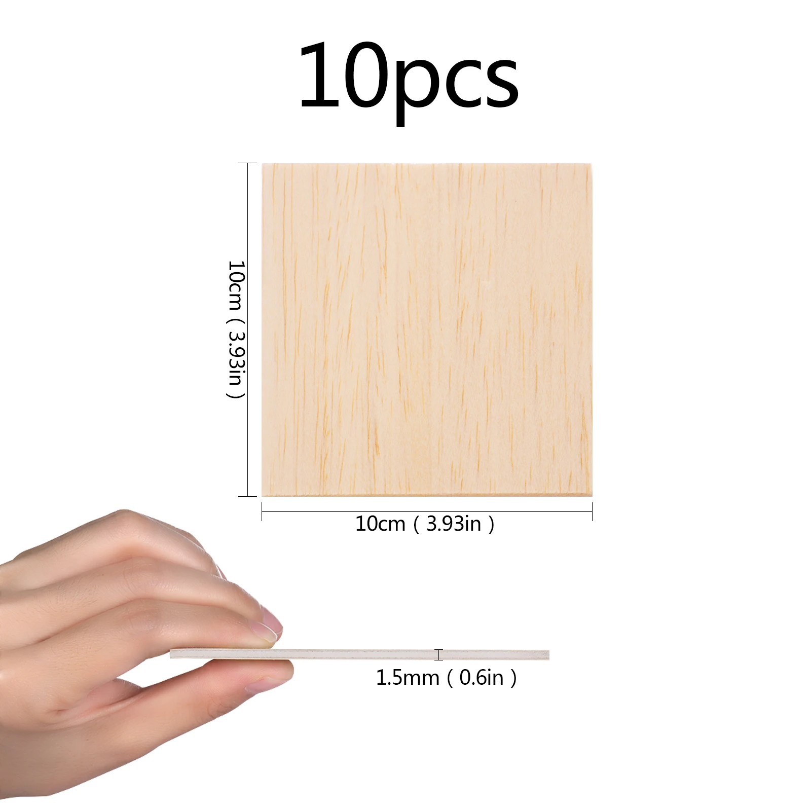 Plywood Sheet,10pcs 100*100*1.5mm Thin Balsawood,Unfinished Unpainted Basswood Plywood,Model Craft DIY Model Wood Plate