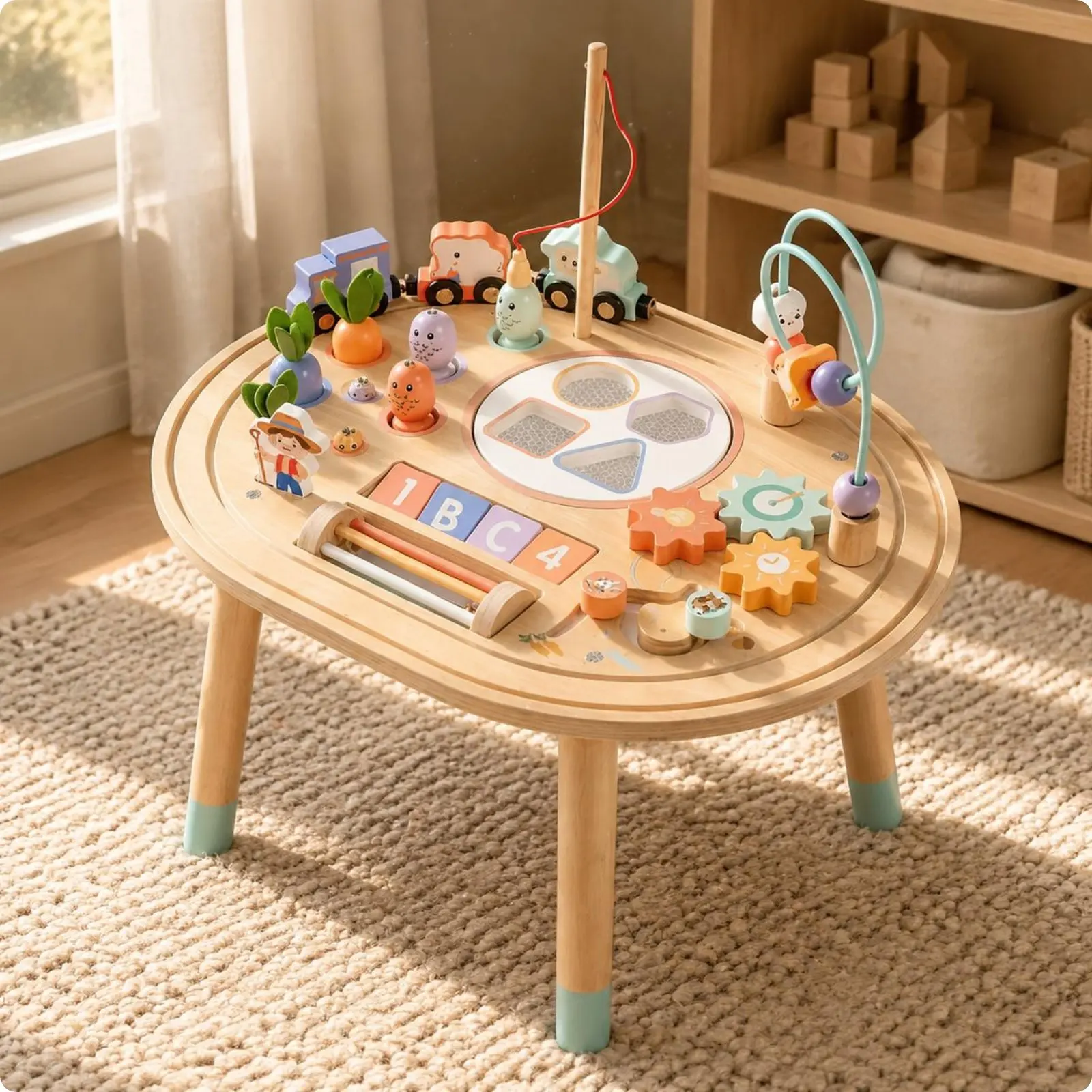 Mesa de Actividades de Madera 10 en 1, Mesa Sensorial Montessori, Juguete de Desarrollo para Niños, Bebés y Recién Nacidos, Regalo