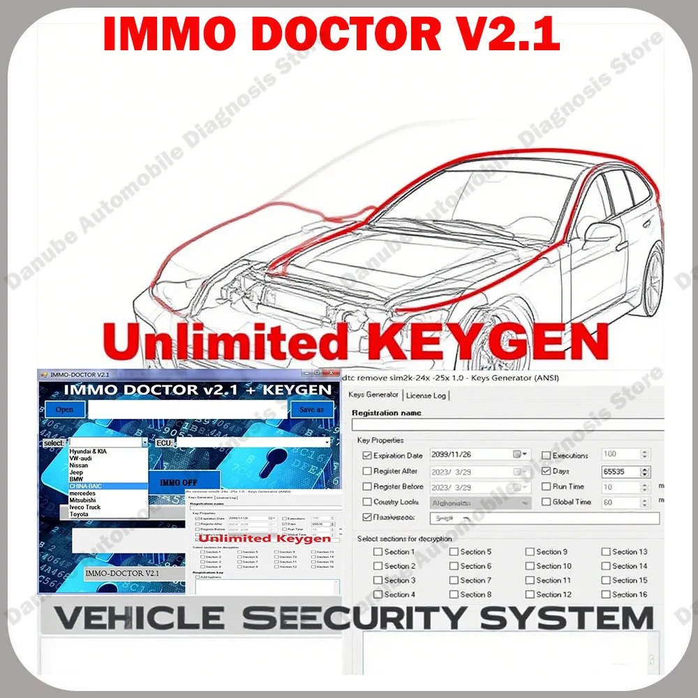 

IMMO DOCTOR V2.1 obd2 scanner With Unlimited KEYGEN MULTI BRAND Immo Off Software ECU Chip Tuning for sim2k MT38 ME 17.9.2 MED17