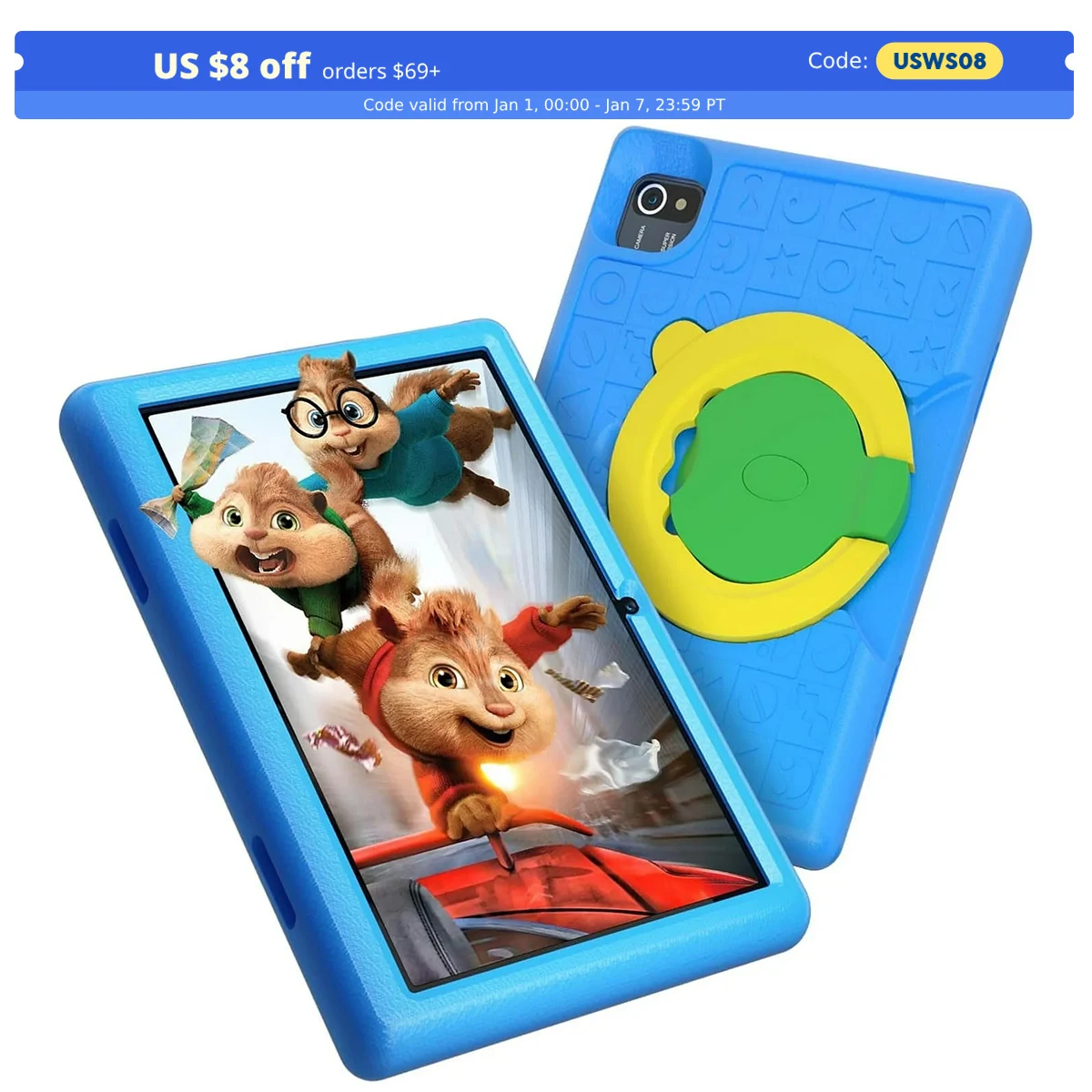 BESTSKI 10 Inch Kids Tablet with 6GB RAM+64GB ROM+128GB SD Expand, 5000mAh, Dual Camera, with Parent Control & Kids Education-Bl