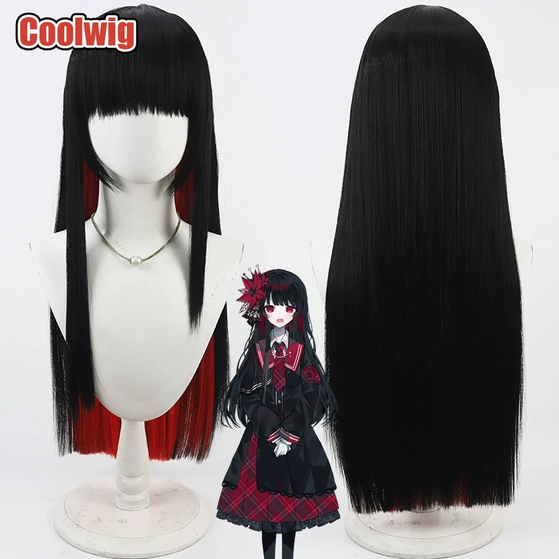 Coolwig Synthetic Hair Nikaidou Hiro Cosplay Wigs Magical Girl Witch Trials Nikaidou Hiro 80cm Black MixedRed Wig Heat Resistant