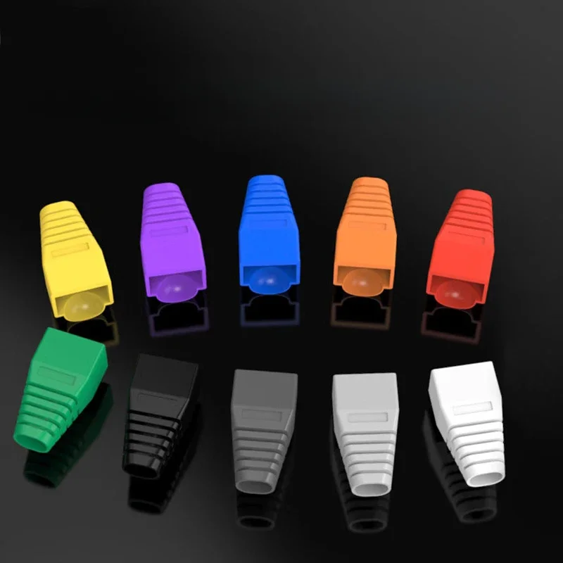 Couvercle de connecteur réseau Ethernet coloré CAT5E CAT6 RJ45, bottes anti-traction, tête en cristal, manchon de câble de protection pour 8P8C