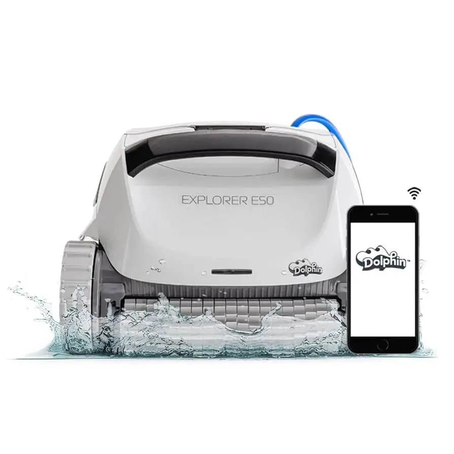 

100%BEST DISCOUNT SALES Dolphin (2025 Model) Explorer E50 Wi-Fi Automatic Robotic Pool Vacuum Cleaner, Waterline Scrubber Brush,